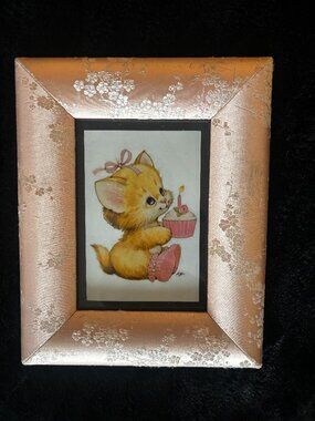 Vintage Pink Satin Flower Frame